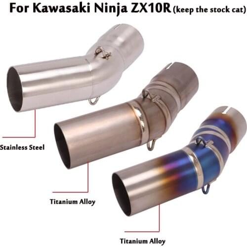 For Kawasaki ZX10R 2011-2021 Exhaust System Mid Link Pipe Keep Stock Cat Connecting Tube Slip On Modified Motorcycle 51mm