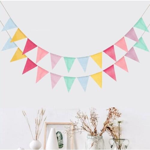 4M Colorful Linen Flags Pennant Banners Birthday Party Decoration Hanging Triangles Bunting Wedding Baby Shower Anniversary