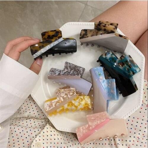 Newest Design Girls Hair Claw Clips Barrette Clamp Patchwork Colors Geometry Acetate Ponytail Crab Hair Hairpin Hair Accessories
