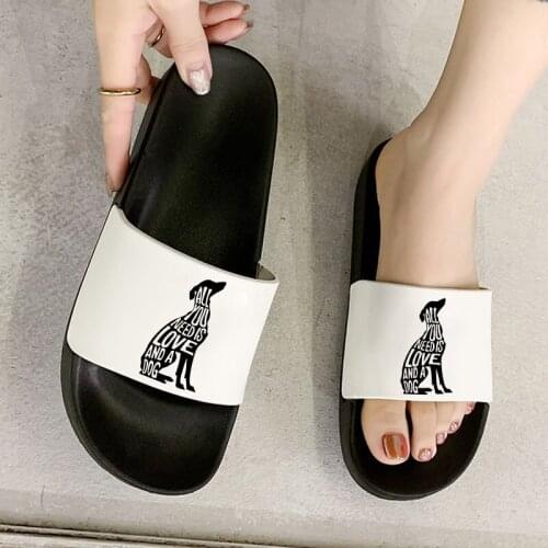 Fun Dog Print Flat Shoes Female 2021 New Women Beach Slippers Casual Flip Flops indoor slipper for women zapatillas mujer