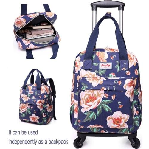 Trolley Travel Bags for Women Luggage cart sets Suitcase on wheels with Rolling free shipping elementary school backpack trolley