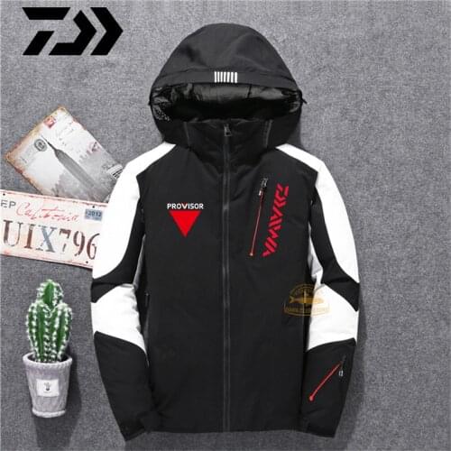 Daiwa Winter Jacket MenQuality Thermal Thick Coat Snow Red Black Parka Male Warm Outwear Fishing White Duck Down Jacket Clothes