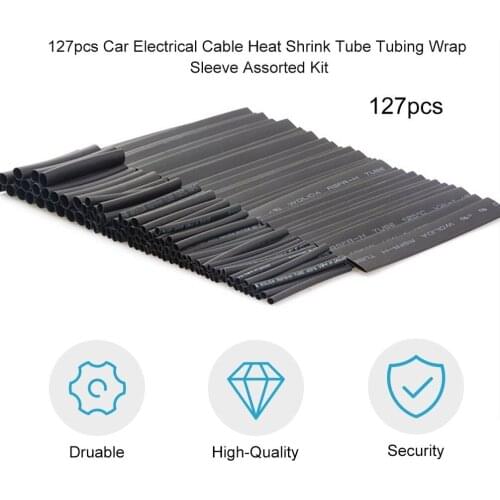 127pcs Car Electrical Cable Heat Shrink Tube Environmental Protection Flame-retardant Tubing Wrap Sleeve Assorted Kit
