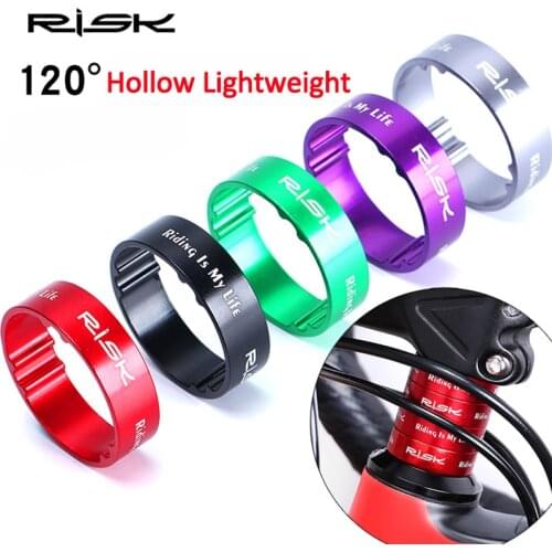RISK 4pcs 5mm/10mm Bike Fork Washer Stem Spacers Aluminum Alloy Hollow MTB Bicycle Headset Washer Raise Handlebar for 28.6 Fork