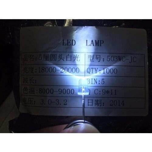 50pcsF5 round head 5mm white Super Bright Diffused LED Light Lamps fog / 5mm LED LAMPS white