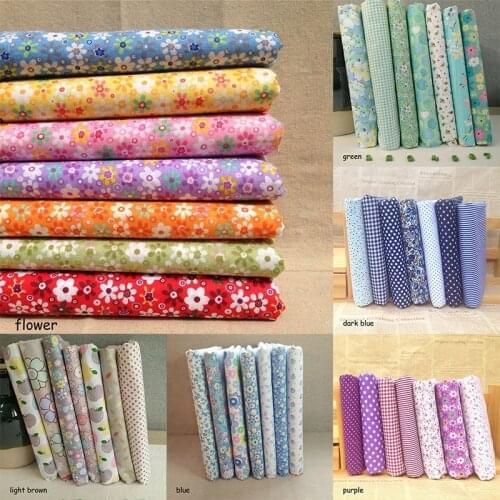 7pcs/pack 25*25cm Sewing Quilting Fabrics Textile Patchwork Needlework Printed Cloth Doll Clothes Bags Mixed Cotton Fabric