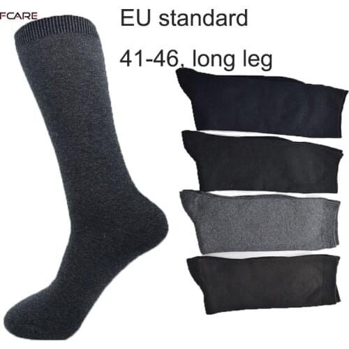 Fcare 8PCS=4 pairs black, blue, gray, brown 40-46 warm acrylic cotton long leg mid calf men dress business socks calcetines