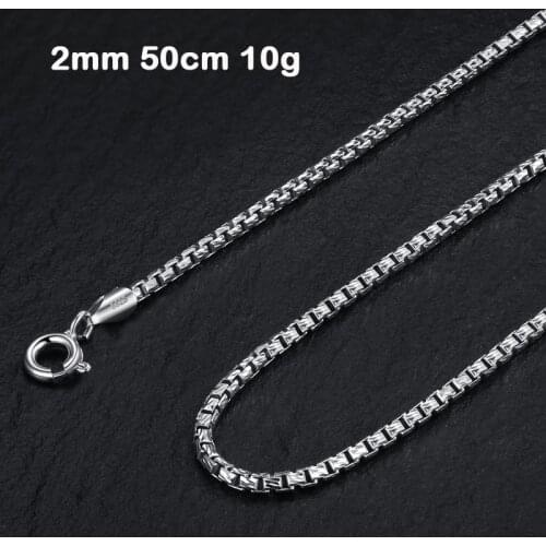 925 Sterling Silver New Twill Box Chain Necklace For Men Womens Thick 2 MM Long 50 CM Jewelry On The Neck Gift
