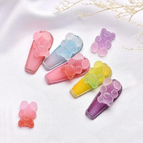 Bear Nail Art Accessories Three-Dimensional Soft Candy Cartoon Cute Mixed Color Manicure Decoration Parts