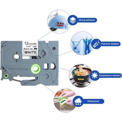 AOMYA P-Touch 6PCS Black TZe-231 Compatible for Brother TZe 231 Black on White 12mmx8m Standard Labeling Tape