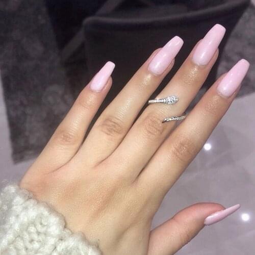 Sparkling Adjustable Curved Snake Rings Zircon Crystal Open Snake Rings For Women Jewelry