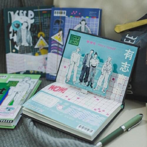 164sheets B6 Planner Notebook Vintage Color Inside Pages Notebooks Comic Girl Writing Pads School Supplies Korea Stationery