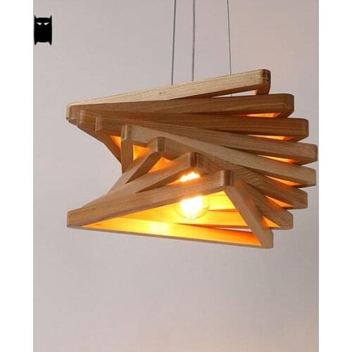 Wood Twist Staircase Lampshade Pendant Light Fixture Nordic Creative Art Deco Hanging Suspension Lamp Abajour Dining Study Room