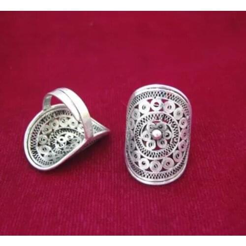 Chinese folk style Miao Township, Dong Zhai manual seedling silver ring ring classic bronze drum ring