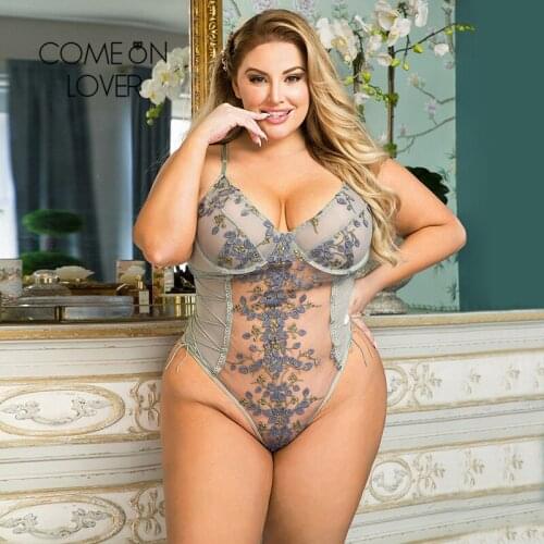 Comeonlover Ladies Teddy Bodysuit Sleeveless Fashion V neck Print Flower 5XL Large Size Breathable Mature Femme Shorts Jumpsuit