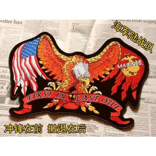 Marine Corps Eagle Flag Motorcycle Patch Big Eagle Embroidered Cloth Badge Patch For Biker Club Motor Vest Jackets High Quality