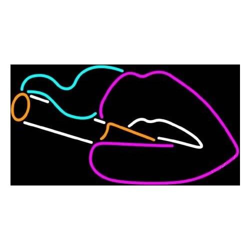 14“ Smoking Lips Acrylic Custom Neon Light Lamp Sign Beer Bar Handmade Real Glass Decorate Home Wall Room Windows Tube Artwork