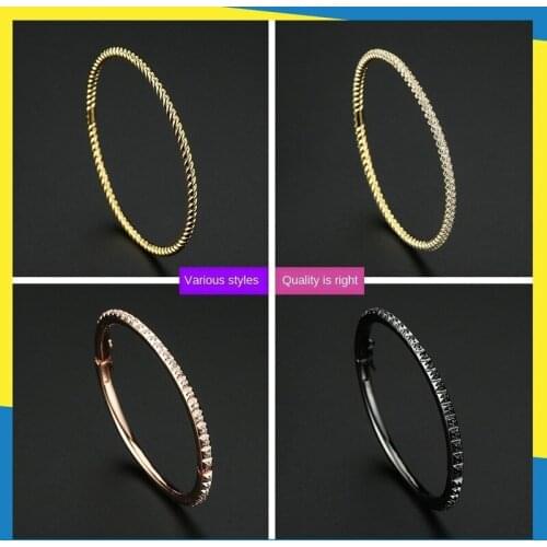 2020 new round diamond 18K black gold bracelet Korean version of the wave charm elegant high-end luxury ladies brand jewelry