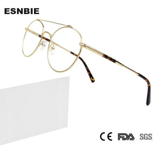 Alloy Metal Round Frame Glasses Optical Vintage Men Women Pilot Prescription Eyeglasses Oculos De Grau Feminino Spring Hinge