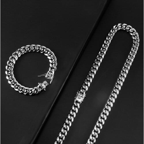 Hip-Hop Curb Cuban Link Chain 6mm-18mm Stainless Steel Necklace For Men and Women Golden Bracelet Fashion Jewelry