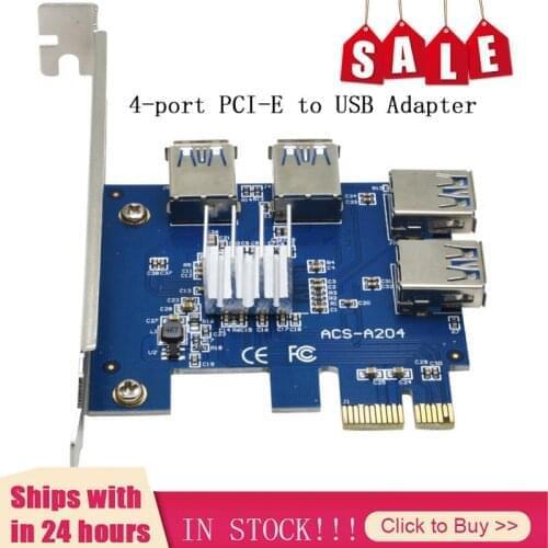 PCI-E to PCI-E Adapter 1 Turn 4 PCI-Express Slot 1x to 16x USB 3.0 Mining Special Riser Card PCIe Converter for BTC Miner Mining