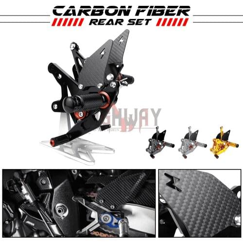 Motorcycle CNC & Carbon Fiber Footrest Rear Sets Adjustable Rearset Foot Pegs for KAWASAKI Z400 NINJA400 EX-400 2018-2020
