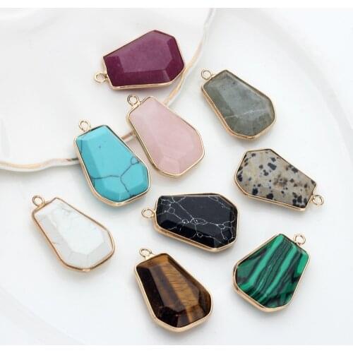 Natural Stone Charms Pendant Geometric Shape Natural Color Stone Charms 27*20mm 1pcs DIY Jewelry Making Accessories