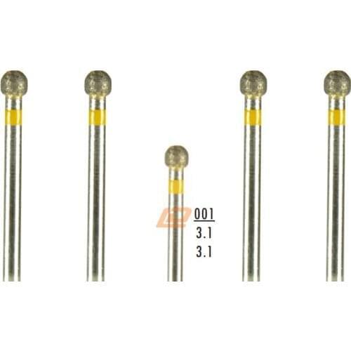 5pcs Fully-Sintered Diamond bur 6/5/3.7/3.1mm ball used by dental laboratory technicians diamond bur HP2.35mm shank 4 color grit