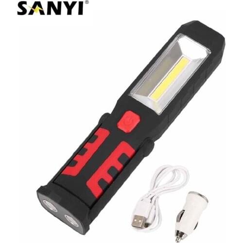 Portable Work Light 3 Modes COB LED Flashlight USB Rechargeable Torch Magnetic Lantern Hanging Hook Tent Lamp Built-in Battery