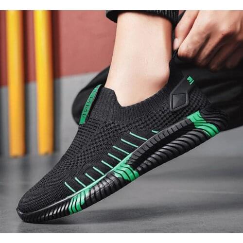 One-legged lazy casual shoes Mens shoes, fly woven mesh sneakers breathable soft-soled, summer Korean style all-match men