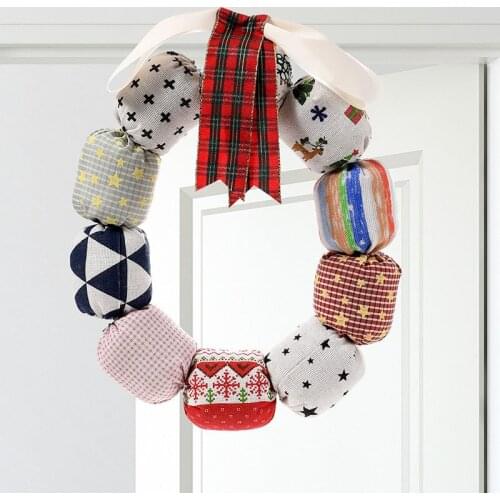 Christmas Cloth Wreath Door Hanging Decorative Cloth Wreath Bow Personalized Hotel Shopping Mall Courtyard Decoration Grinalda