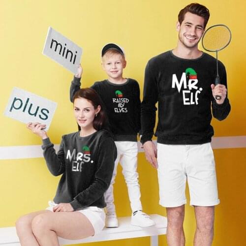 Xmas Mother Father Daughter Son Sweatshirt Instagramable Family Matching Cloth Long Sleeve Leisure Fun Print Parent-child Outfit
