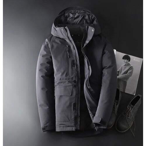 Warm Jacket Winter Men Down Coat Windbreaker Hooded Duck Down Parka Thicken Overcoat Slim Fit Tops Larger Size 2018 M-XXXL