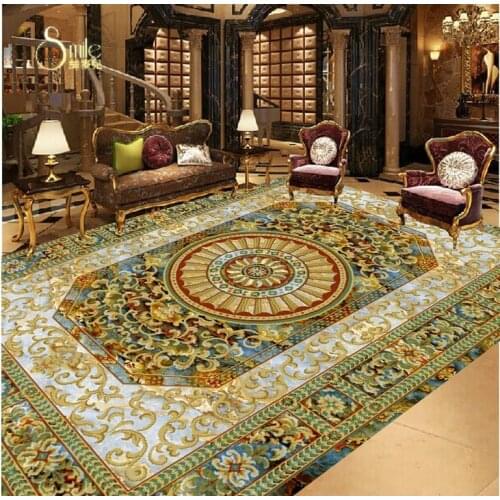 Home Decoration European-style pattern floor mural painting pvc wallpaper 3d bathroom waterproof wallpaper
