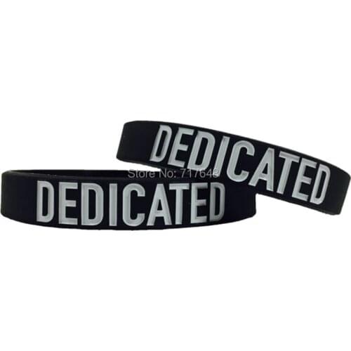 100pcs Inspirational Quote DEDICATED wristband silicone bracelets free shipping by ePacket A