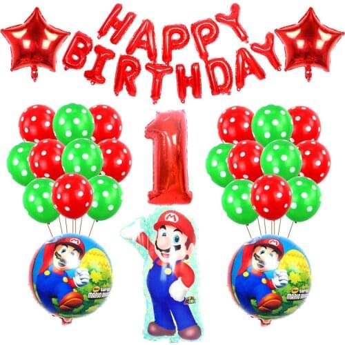 Hot Cartoon Super Mario Balloon Happy Brithday Aluminum Balloons 30inch Number Ballon Party Decoration Supplies