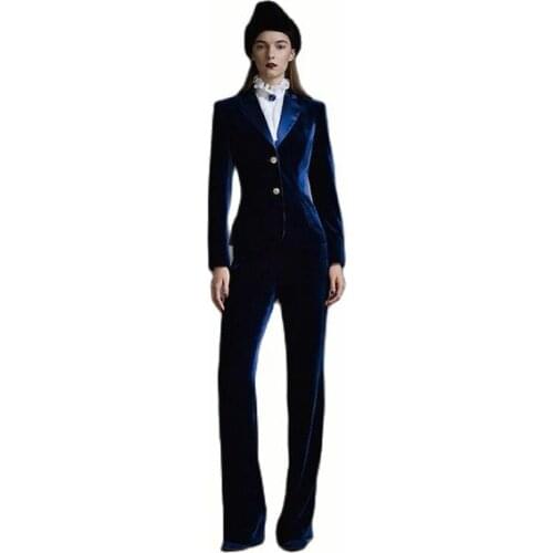 WSMDA Women's Velvet Trouser Suits