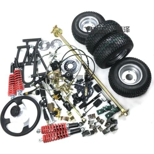 GO KART KARTING ATV UTV Rear Axle Steering Gear Rack Pinion Swingarms Tie Rod Steering Wheel Disc Brake With 6 Inch Wheels