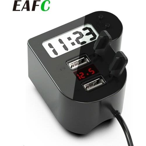 Motorcycle Quick Charge Dual USB 5V 3.1A/1.5A Charger Motorbike Digital Clock LED Voltmeter Waterproof USB Cover Accessories