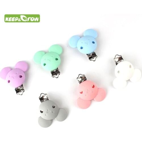KEEP&GROW 1Pc Cartoon Mouse Pacifier Clips Silicone Nipple Holder BPA Free Baby Teething Toys Teether Pendant pacifier Chain