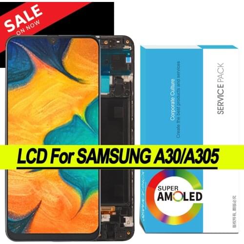 100% Original 6.4'' AMOLED Display for Samsung Galaxy A30 A305 SM-A305F Full LCD Touch Screen Digitizer Assembly Repair Parts