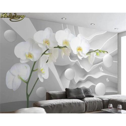 Beibehang Custom wall paper mural 3d three-dimensional abstract space phalaenopsis orb tv background wall 3d wallpaper