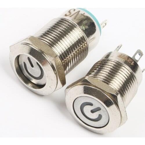 50pcs 12MM LED 3V 5 6V 12 24V 110 220V Metal Button Switch waterproof latching/Momentary push button Red white blue yellow green