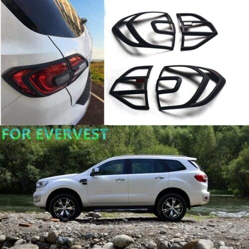 Free shipping for everest accessories ABS black tail light covers trim for ford everest 2015- 2017 car styling rear lamp cover