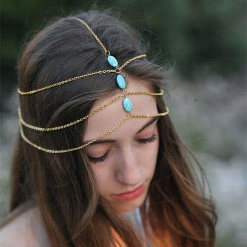 Bohemian Bridal Tiara Multi-layer Hair Chain Tassel Drop Head Chain Hair Accessories Female Forehead Accessories