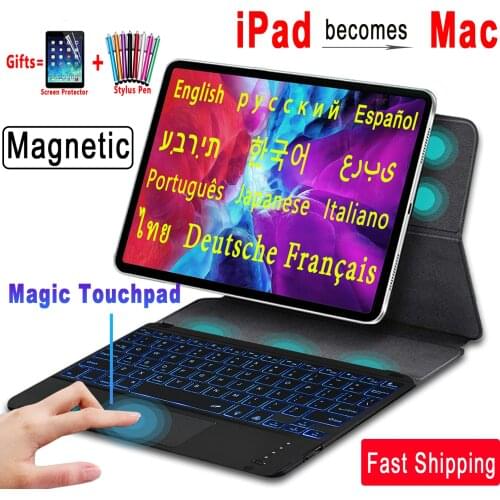 For iPad Air 4 2020 10.9 Keyboard Case For iPad Pro 11 12.9 2018 Air 4th Keyboard Case Magnetic Cover Russian Spanish Keyboard