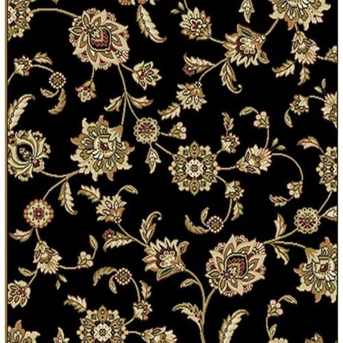 Black Oriental Floral Area Rug 5x8 Leaves Persien Carpet - Actual 5' 2" x 7' 2"