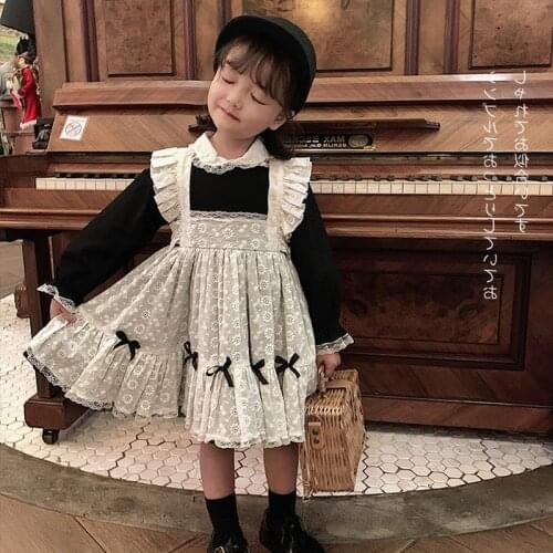 Kids Clothes Peter Pan Collar Girls Autumn Dress Children Clothes Toddler Princess Dresses with Bows 2-6Y