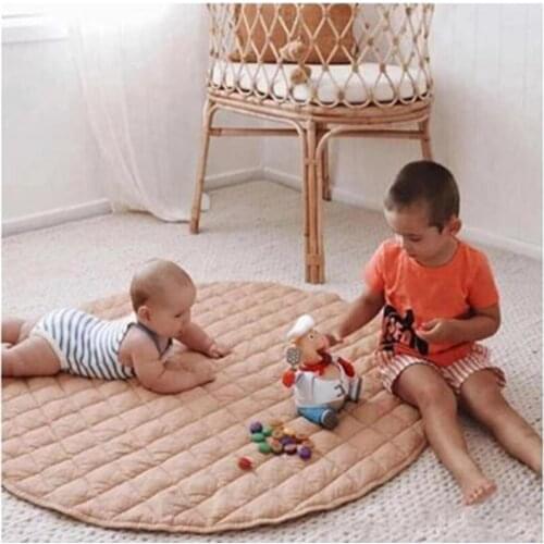 Baby Play Mat Activity Gym Newborn Crawling Pad Blanket Floor Rugs Game Mat for Kids Bedroom Cotton Round Carpet Living Room