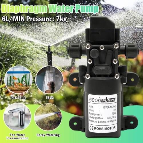DC 12V 6L/min Electric Water Pump Black Micro High Pressure Diaphragm Self-Priming Cooling Car Wash Water Pump Sprayer